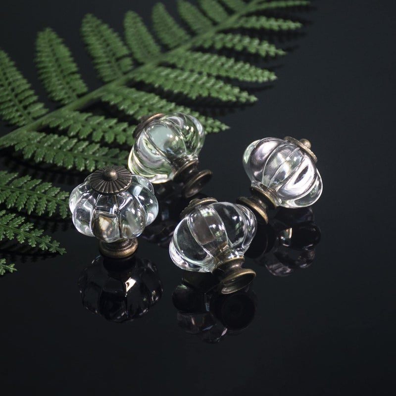 IEIK Acrylic Pumpkin Knobs, Clear Cabinet knobs Set of 10 Vintage Decorative Handles Pulls for Doors, Closet, Drawers, Dresser, Cupboard, Kitchen Furniture or Kids Room - Image 4